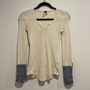 Free People Thermal Top w/ Sleeve Detail